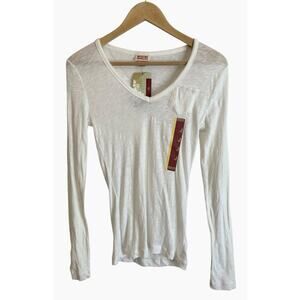 Vintage Y2K Mossimo Tissue Tee T Shirt Womens Sz S Babydoll Long Sleeve Henley